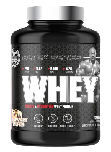 Dexter Jackson Black Series Isolate &amp; Hydrolyzed Whey Protein 5 LBs (76 Servings) - High Protein Supplement For Muscle Growth &amp; Recovery (Blueberry Muffin)