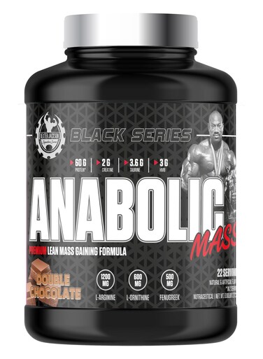 Dexter Jackson Black Series Anabolic Mass Gainer 6 LBs - High-Protein Muscle Builder With Creatine, Taurine &amp; HMB (Double Chocolate)