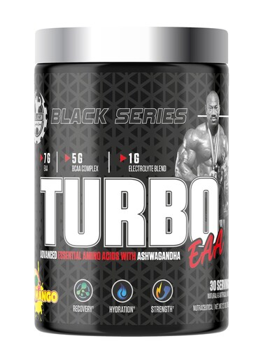 Dexter Jackson Black Series Turbo EAA 30 Servings 345g - Advanced Essential Amino Acids For Muscle Recovery And Performance (Mango)