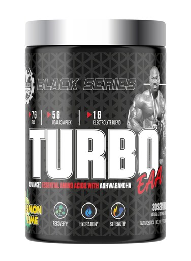 Dexter Jackson Black Series Turbo EAA 30 Servings 345g - Advanced Essential Amino Acids For Muscle Recovery And Performance (Lemon Lime)