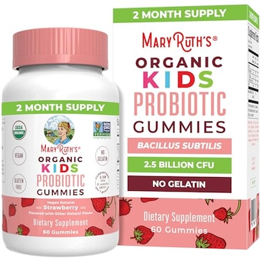 Maryruth Organics Kids Probiotic USDA Gummies, 2 Month Supply, 2.5 Billion CFU Per Serving, Kids Immune Support Digestive &amp; Gut Health Supplement, Formulated For Ages 2-13, 60 Count