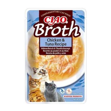 Inaba Churu Broth Chicken &amp; Tuna Cat Treat Recipe 40g, Toppers or Side Dish for Cats with Vitamin E