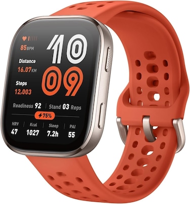 Bip 6 Smart Watch 46mm, 14 Day Battery, 1.97" AMOLED Display &amp; Free Maps, AI, Bluetooth Call &amp; Text, Health, Fitness &amp; Sleep Tracker, 140+ Workout Modes, 5 ATM Water-Resistance - Red.