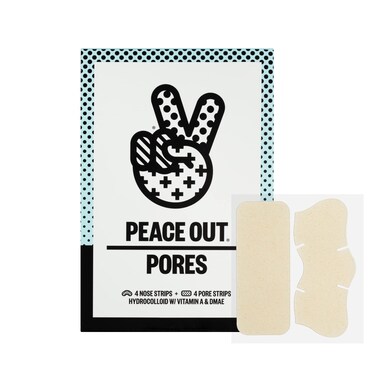 PEACE OUTSkincare Pore Minimizing Strips, Hydrocolloid Pore-Refining Nose and Face Strips with Retinol &amp; Vitamin A to Shrink Enlarged Pores and Remove Blackheads (4 pore and 4 nose strips)