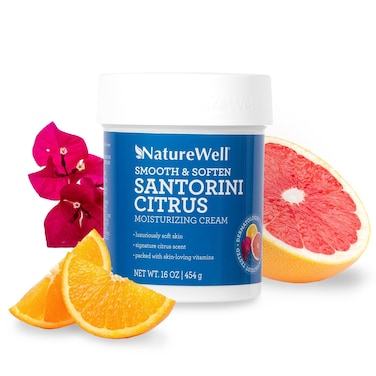 NATURE WELLSantorini Citrus Smooth &amp; Soften Moisturizing Cream For Face, Body, &amp; Hands, Packed With Skin-Loving Vitamins &amp; Nutrients, Luxuriously Creamy &amp; Intensely Hydrating, 16 Oz.