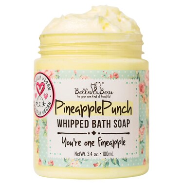 Bella &amp; Bear Pineapple Whipped Soap - Paraben Free - Cruelty-Free Vegan Body Wash And Shave Cream, (3.4 oz)