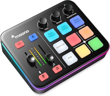 MAONO Gaming Audio MixerAudio Interface with Propreamp RGBBluetooth48V Phantom Power for Live Streaming Podcasting Content CreateGaming MaonoCaster G1 NEO BLACK
