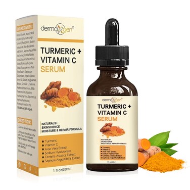Turmeric Face Serum + Vitamin C: Organic Moisturizer for Acne Reduction, Clear Skin Tone, &amp; Anti-Aging Benefits - Hydrate Dull &amp; Dry Skin - Facial Serum - 1 FL OZ