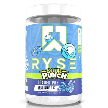 RYSE Loaded Pre Workout, Sour Blue Razz, 30