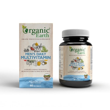 Organic Earth Men&rsquo;s Daily Multivitamins Support Overall Wellbeing Promote Energy and Immune Function 60 Veg Capsules