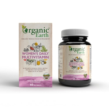 Organic Earth Women&rsquo;s Daily Multivitamins Support Overall Wellbeing Promote Metabolism and Immune Function 60 Veg Capsules