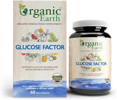 Organic Earth Glucose Factor, To Support Metabolism, Helps Support Appetite, With Chromium, Alpha Lipoic Acid, Berberine &amp; Organic Herbs, 60 Veg Capsules