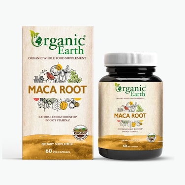 Organic Earth Maca Root Capsules 500mg   For Natural Energy, Stamina &amp; Hormonal Wellness - 60 Veg Capsules