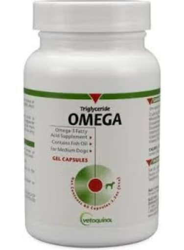 Vetoquinol Triglyceride OMEGA 3 Fish Oil Supplements for Medium Dogs  Skin &amp; Coat Support EPA DHA 60 Capsules From Varmacy