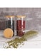 Mash 3-Piece Kitchen Food Storage Round Glass Canister Jar With Airtight Bamboo Lid For Cereals, Pasta, Tea, Coffee, Snacks, And Spices - 1800 ML Transparent