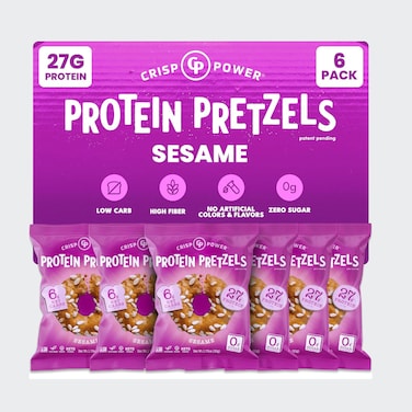 Crisp Power Protein Pretzels 50g - Pack of 6 Sesame