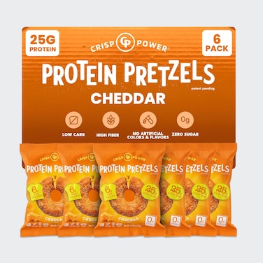 Crisp Power Protein Pretzels 50g - Pack of 6 Cheddar