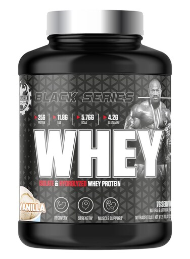 Dexter Jackson Black Series Isolate &amp; Hydrolyzed Whey Protein 5 LBs (76 Servings) - High Protein Supplement For Muscle Growth &amp; Recovery (Vanilla)