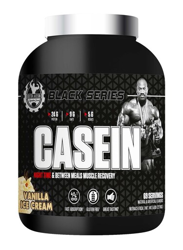 Dexter Jackson Black Series Casein Protein - Nighttime Muscle Recovery (Vanilla Ice Cream)2276g (5 Lbs), 69 Servings