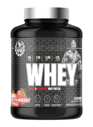 Dexter Jackson Black Series Isolate &amp; Hydrolyzed Whey Protein 5 LBs (76 Servings) - High Protein Supplement For Muscle Growth &amp; Recovery (Strawberry) - Delicious Berry Flavor