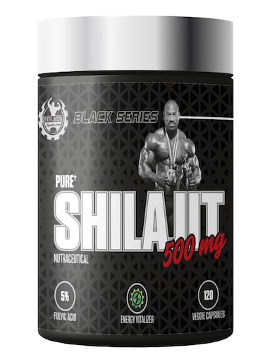 Dexter Jackson Black Series Pure Shilajit 500mg - Premium Ayurvedic Supplement For Energy, Stamina, And Overall Wellness (120 Veggie Capsules)