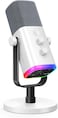 FIFINE XLR/USB Gaming Microphone for Streaming Podcasting, PC Computer RGB Mic, with Gain Knob, Mute Button, Monitoring Jack, Gamer Mic for Recording Video Creation-AmpliGame AM8 White