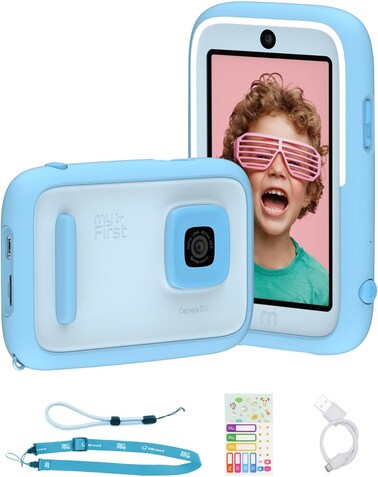 MyFirst Camera 50, AI Assisted Kids Camera, 20Mp Resolution With Advanced Shutter Control, Selfie-Light, WiFi Connectivity, Photo &amp; Video Editing, Child-Safety, Privacy And Parental Control, Blue