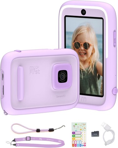 MyFirst Camera 50, AI Assisted Kids Camera, 20Mp Resolution With Advanced Shutter Control, Selfie-Light, WiFi Connectivity, Photo &amp; Video Editing, Child-Safety, Privacy And Parental Control, Blue