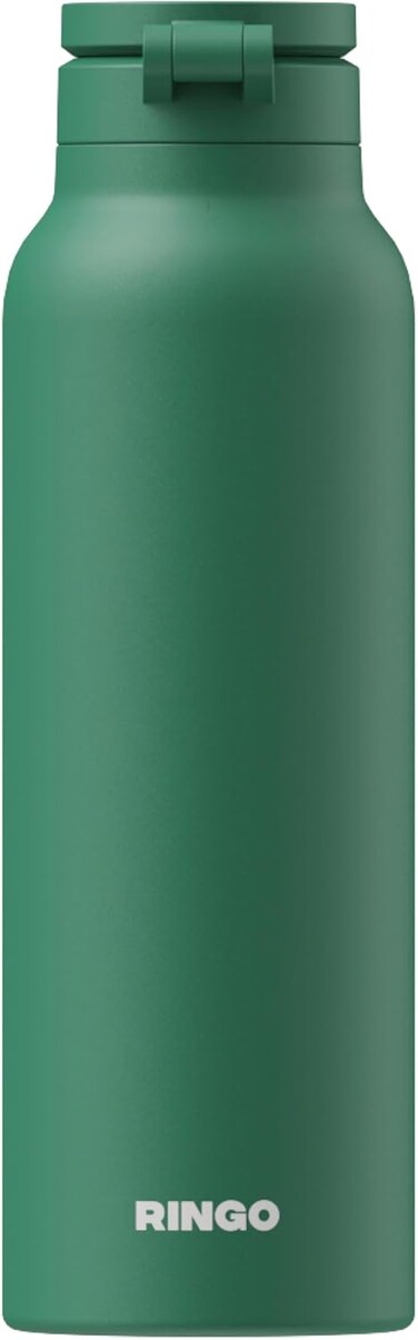 Ringo Pro Water Bottle With Sip Straw Lid, Stainless Steel Hydration Bottle With Integrated Magnetic Phone Mount, 12Hrs Hot/24Hrs Cold, Bpa-Free, Works With Phones &amp; Tablets - Green 24Oz / 710ml