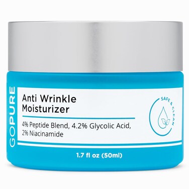 goPureGlyco-Peptide Anti Wrinkle Face Cream - Hyaluronic Acid Moisturizer for Face with Glycolic Acid, Peptides, and Vitamin E - Hydrating Facial Moisturizer with Anti-Aging Formula - 1.7 fl oz