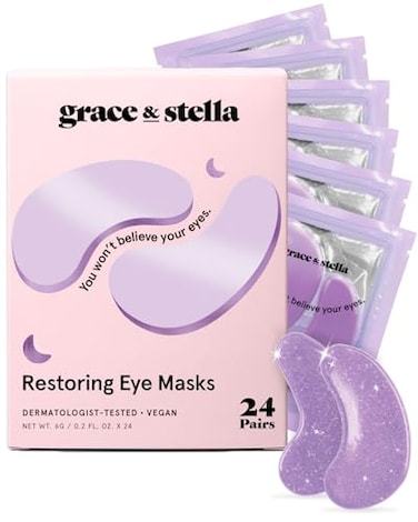 Grace &amp; Stella Under Eye Patches For Puffy Eyes And Dark Circles (Retinol, 24 Pairs) Restoring Gel Under Eye Masks With Hyaluronic Acid - Vegan Cruelty-Free Skincare Birthday Gifts For Women