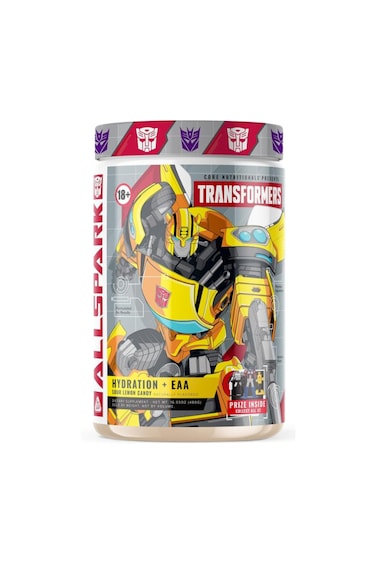 AMINOS &amp; HYDRATION TRANSFORMERS ALLSPARK (EAA + Hydration) Essential Amino Acids, Electrolytes, Recovery &amp; Performance Support - Sour Lemon Candy (Bumblebee)