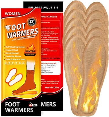 BananaHome Heated Soles, Air-Activated Foot Warmers for Men Women, Up to 12 Hours of Heat  40-44（men）5 Pairs
