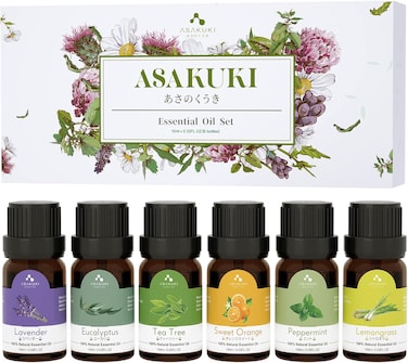 \Essential Oils Set, Starter Kit for Diffusers for Home Top6 Aromatherapy Gift - 6 Bottles*10mL(Lavender, Eucalyptus, Lemongrass, Tea Tree, Sweet Orange, Peppermint)
