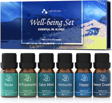 Essential Oil Blends, Essential Oils Set for Diffusers for Home, Well-Being Kit- Calming, Dreams, Breathe, Relaxing, Mood, Fresh Air Aromatherapy Oils for Humidifiers, Massage, 6x10ml
