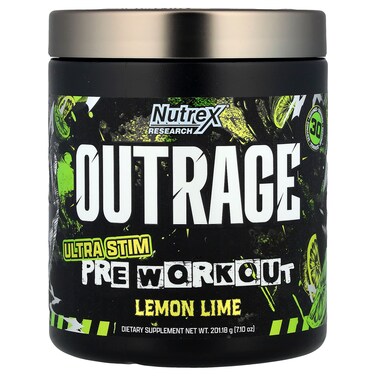 Nutrex Research Outrage, Ultra Stim Pre Workout  Food Supplement, Lemon Lime, 30
