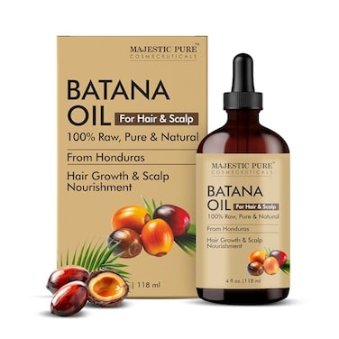 Majestic Pure Batana Oil For Hair &amp; Scalp Nourishment, Strengthening, Nourishing, Volumising - Non GMO Verified, 4 Fl Oz
