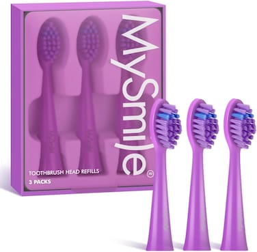 MySmile DY156 Electric Toothbrush Replacement Heads, Compatible for MySmile DY156 Sonic Toothbrush, 3 Packs (Purple)