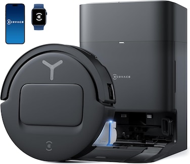 ECOVACS DEEBOT T80 Omni Robot Vacuum And Mop, 18,000Pa Suction, OZMO Roller Real-Time Mop Washing, Self-Emptying, Hot Air Drying, AI Navigation, Anti-Tangle Brush, For Pets, Carpets &amp; Hard Floors