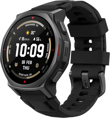 Amazfit T-Rex 3 Pro Outdoor Smart Watch 44mm Sapphire AMOLED Display with Flashlight, Ti Bezel, Dual Band GPS, Offline Maps, 17 Days Battery, 10 ATM, 180+ Sports Mode, Tactical Black- Intl Version
