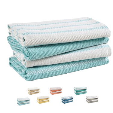 Cloud Scape Linen Extra Large 100% Cotton Cloud Scape Linen Extra Large Herringbone Kitchen Towels - Pack of 4, 18x 28 inches, Aqua