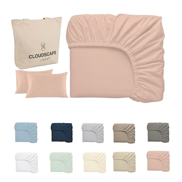 Cloud Scape Linen 600 Thread Count Egyptian Cotton 3 Pcs Sheet Set( Super King, Sepia Rose)