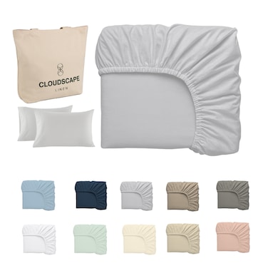 Cloud Scape Linen 600 Thread Count Egyptian Cotton 3 Pcs Sheet Set( Queen, Silver)