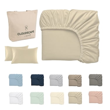 Cloud Scape Linen 600 Thread Count Egyptian Cotton 3 Pcs Sheet Set( Single, Linen)