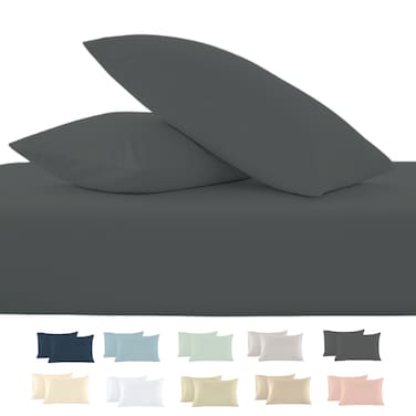 Cloud Scape Linen 600 Thread Count Egyptian Cotton 2 Pillow Cases Set( Standard, Charcoal)