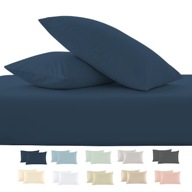 Cloud Scape Linen 600 Thread Count Egyptian Cotton 2 Pillow Cases Set( Standard, Dark Denim)