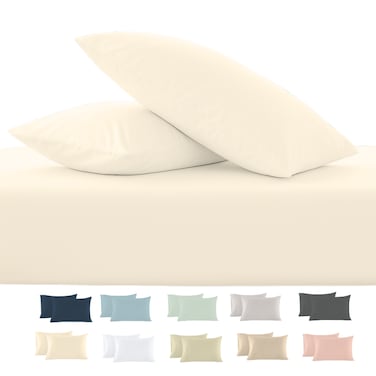 Cloud Scape Linen 600 Thread Count Egyptian Cotton 2 Pillow Cases Set( Standard, Ivory)