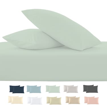 Cloud Scape Linen 600 Thread Count Egyptian Cotton 2 Pillow Cases Set( Standard, Mineral)