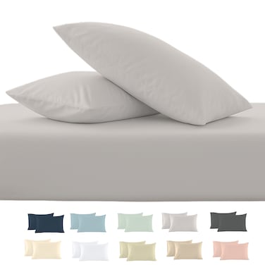 Cloud Scape Linen 600 Thread Count Egyptian Cotton 2 Pillow Cases Set( Standard, Silver)