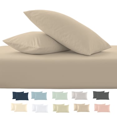 Cloud Scape Linen 600 Thread Count Egyptian Cotton 2 Pillow Cases Set( Standard, Taupe)